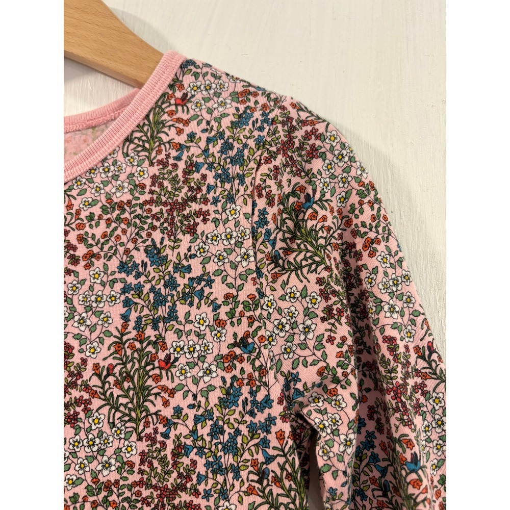 Tea Collection Girls Pink Floral Botanical Bird Cotton Jersey Dress Size 7